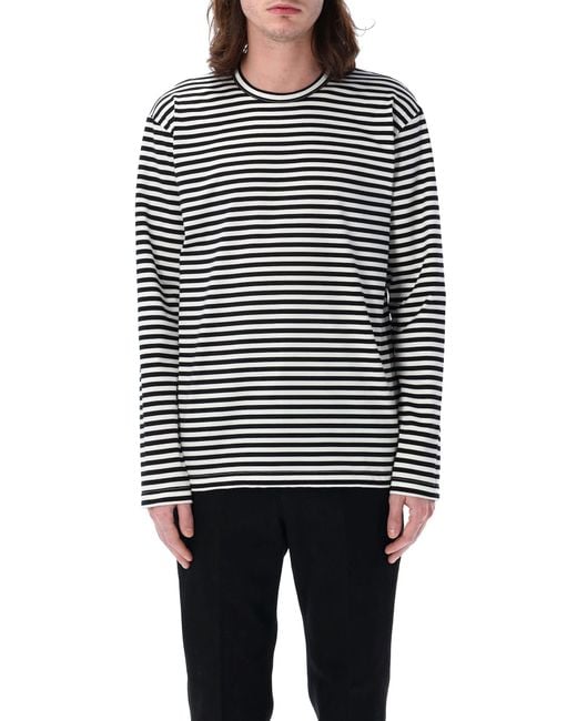 Junya Watanabe Blue Relaxed-Fit Striped Long-Sleeve T-Shirt for men