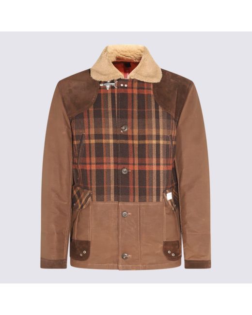 Fay Brown Multicolour Wool Blend Casual Jacket for men