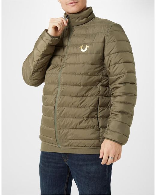 True Religion Natural Horseshoe Logo Puffer Jacket Clothing Coats for men