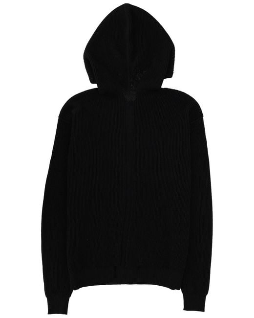 Rick Owens Black Hooded Zipper Shirt New Wool Sweatshirts for men