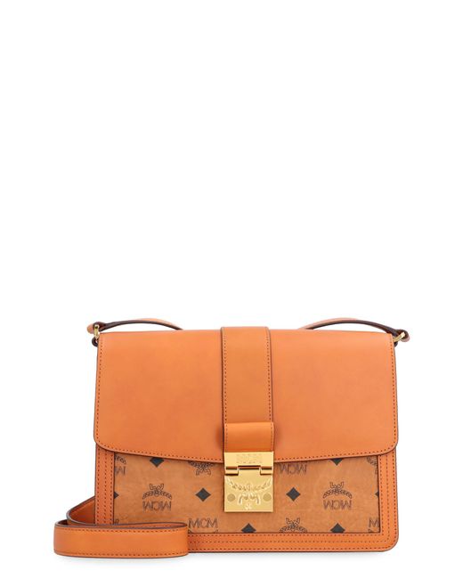 MCM Orange Tracy Leather Crossbody Bag
