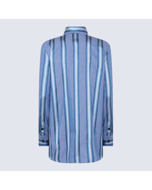 Etro Blue And Cotton-Silk Blend Shirt