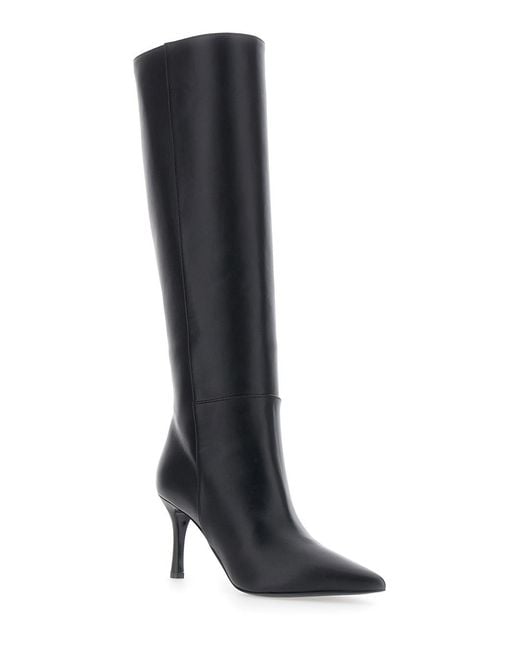 Pollini Black Heeled Boots Leather