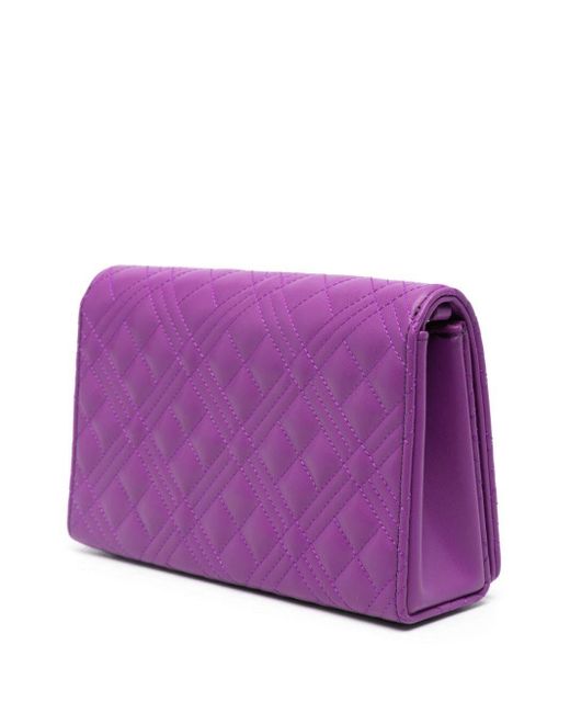 Love Moschino Purple Logo-lettering Quilted Crossbody Bag