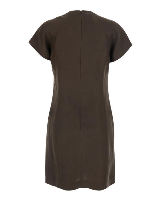 Brunello Cucinelli Brown Dress With Monil Detail Viscose