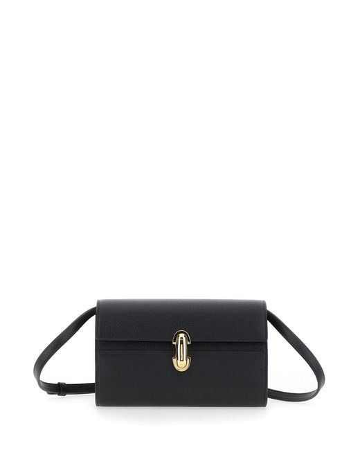 SAVETTE Black Shoulder Bag Symmetry Grained Leather Calf
