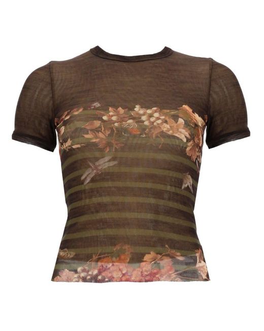 Jean Paul Gaultier Brown T-Shirt With "Marinière Grape" Print
