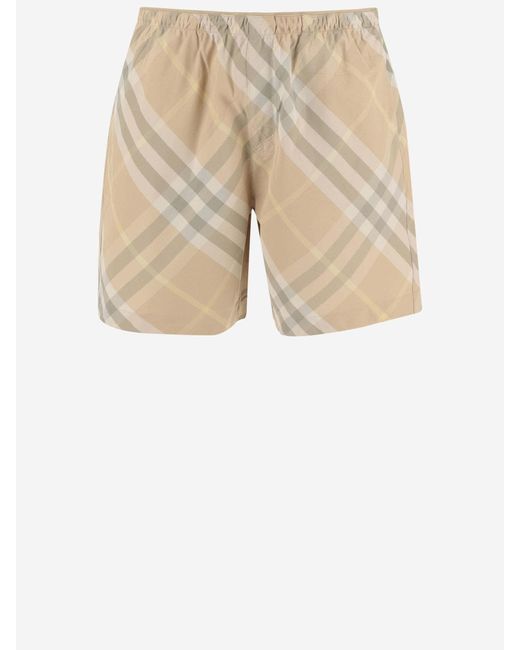 Burberry Natural Nylon Swimsuit With Check Pattern for men