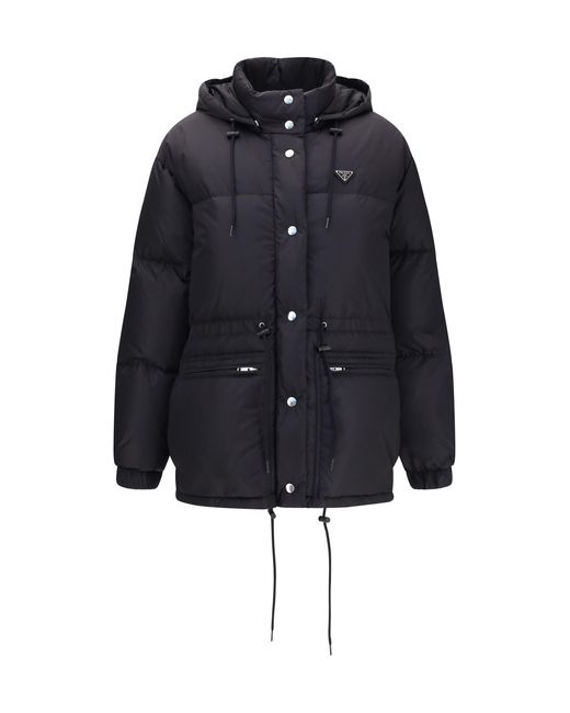 Prada Black Padded High-Collar Jacket Inner: Goose Down Puffer