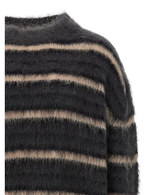 Marni Black Brushed Mohair Sweater With Gauze Stripe Pattern for men