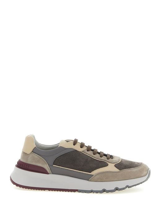 Brunello Cucinelli Gray Calfskin Athletic Sneakers for men