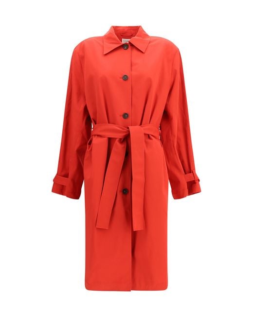 Totême Red Trench Coat Light Spring Cotton