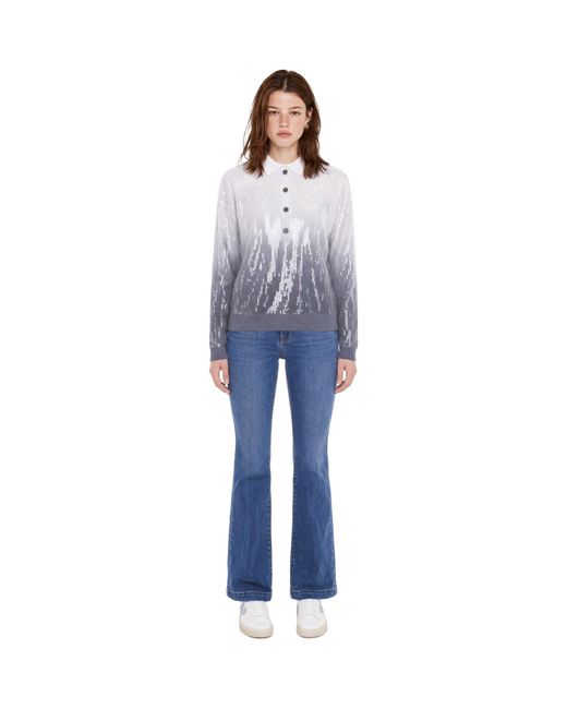Liu Jo Blue Sequin Polo Sweater Viscose Tops