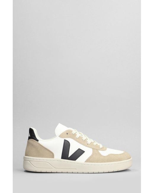 Veja V-10 Sneakers In White Suede And Leather for men