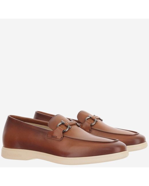 Ferragamo Brown Leather Loafers Calf for men
