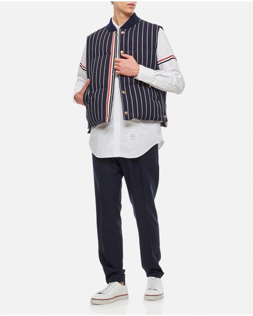 Thom Browne Blue Wool Stripe Vest for men