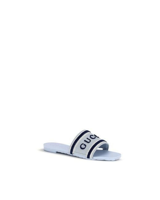 Gucci Blue Cotton Sandals