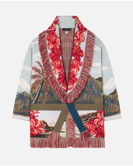Alanui Red Hidden Bay Fringed Cardigan