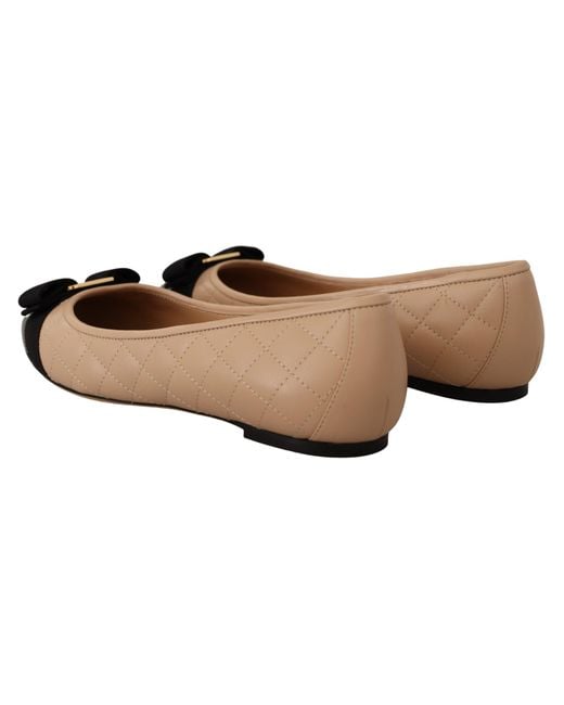Ferragamo Black Elegant Quilted Leather Flats