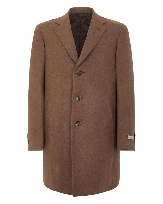 Canali Brown Long Wool Coat for men