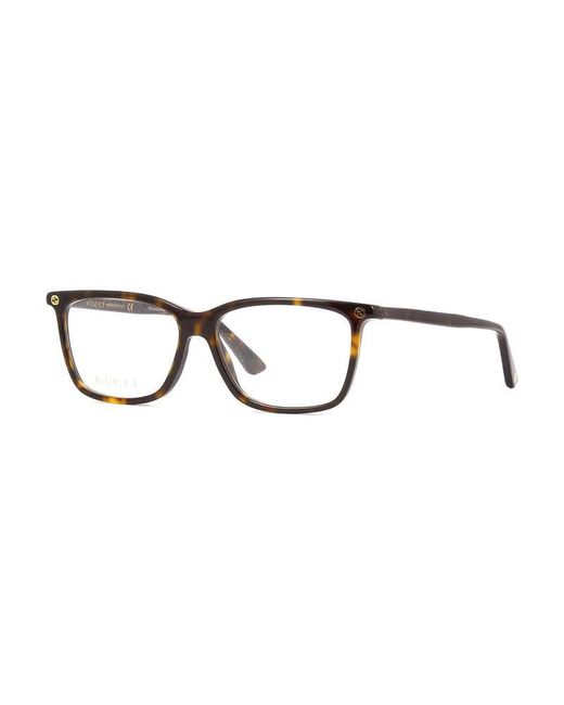Gucci Brown Eyeglasses Rectangle Full Rim, Frame And Clear Demo Lenses Lens Gg0094O002