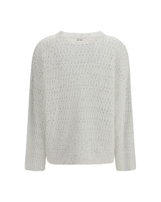 Brunello Cucinelli Gray Openwork Sweater Silk; Nylon