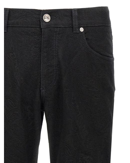Etro Black Jacquard Jeans for men