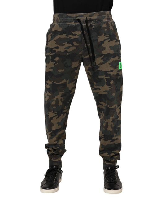 Dolce & Gabbana Black Camouflage Cotton Jogger Pants for men