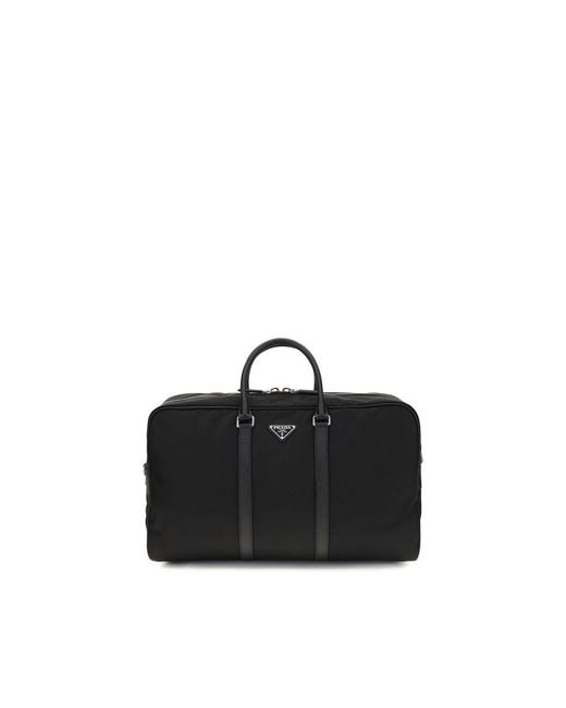 Prada Black Recycled Polyamide Luggage And Travel Bag for men