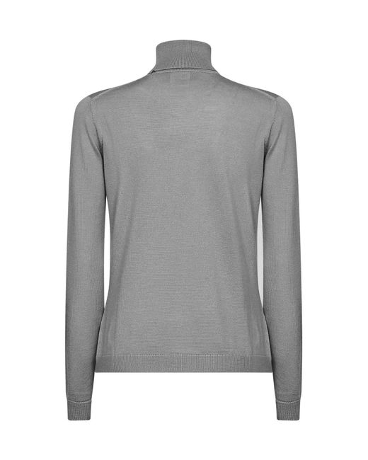 Blanca Vita Gray Sage Lightweight Virgin Wool Knit Turtleneck Sweater