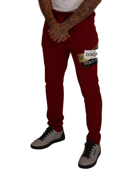 Dolce & Gabbana Red Elegant Jogging Pants With Drawstring Closure for men