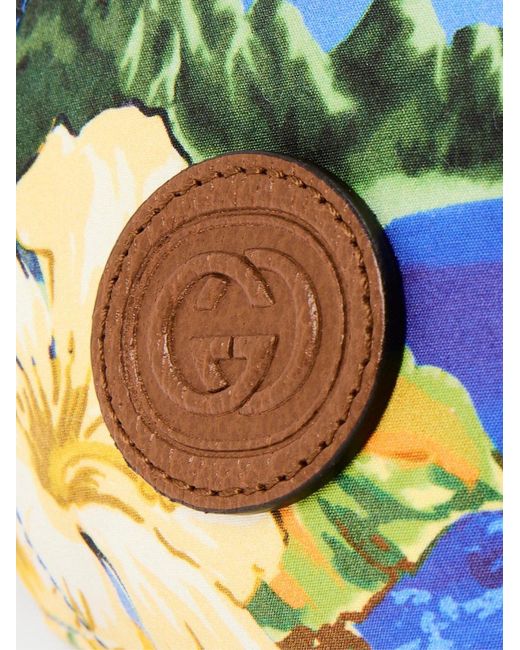 Gucci Blue Hawaiian Print Logo Patch Baseball Cap Accessories Beanies & Hats for men