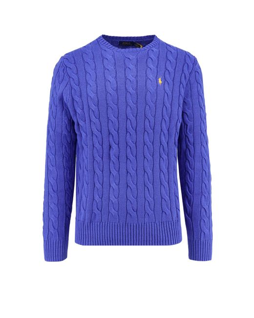 Polo Ralph Lauren Blue Cable Knit Sweater With Iconic Embroidery for men