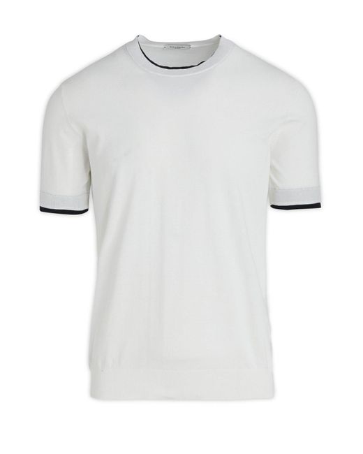 Paolo Pecora White Short-Sleeved Knitted T-Shirt for men