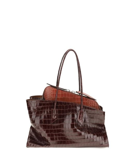 The Attico Brown La Passeggiata Medium Shoulder Bag Calf Leather Bos Taurus