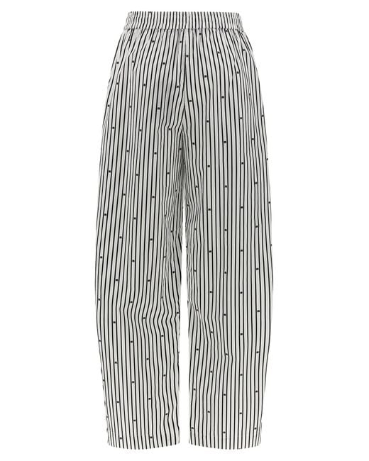 ROTATE BIRGER CHRISTENSEN Gray 'Poplin Tapered Striped' Pants