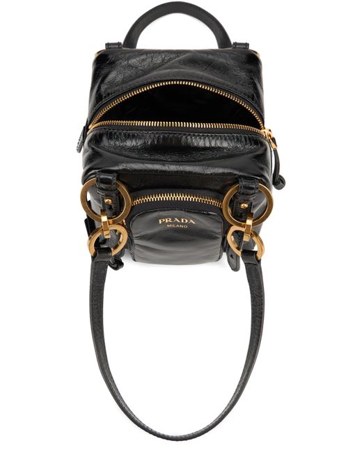 Prada Black Leather Dangle Bag Calf Handbags
