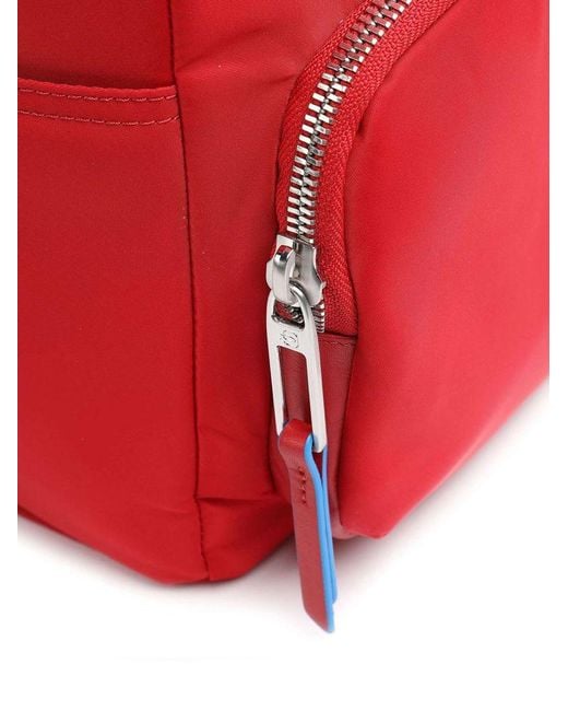 Piquadro Red Backpack Recycled Nylon Bags Backpacks