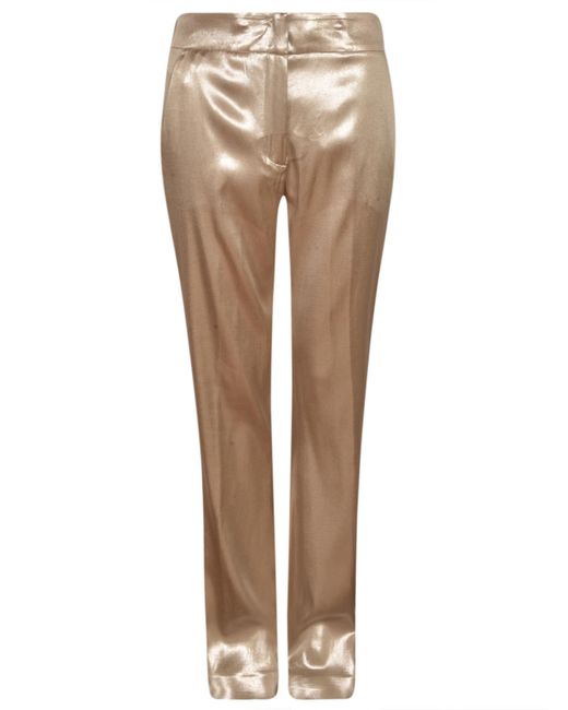 Genny Natural High-Waist Metallic Trousers