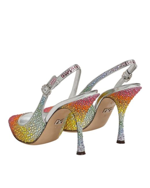 Dolce & Gabbana White Sequin Slingback Pumps Shoes Pl+Pu+Se+Vi+Goat