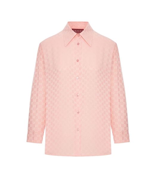 Gucci Pink Gg Silk Shirt