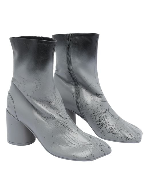 MM6 by Maison Margiela Gray Boots Calf Leather