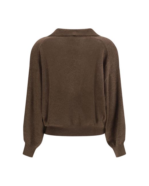 Lisa Yang Brown V-Neck Sweater Kashmir/Capra Hircus