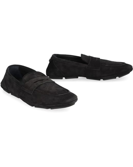 Dolce & Gabbana Black Suede Loafers for men