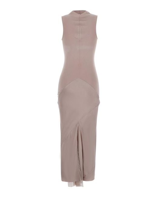 Rick Owens Pink Sliced V-Neck Dress Tech Fabric