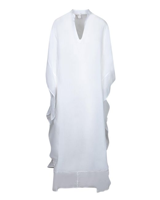 120% Lino White Linen Kaftan Dress