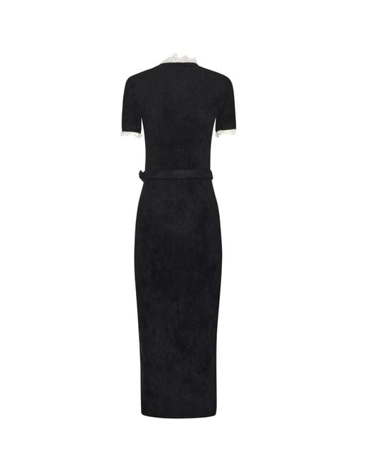 Self-Portrait Black Chenille Knit Midi Dress