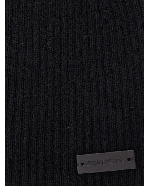 Saint Laurent Blue Beanie With Logo Patch for men