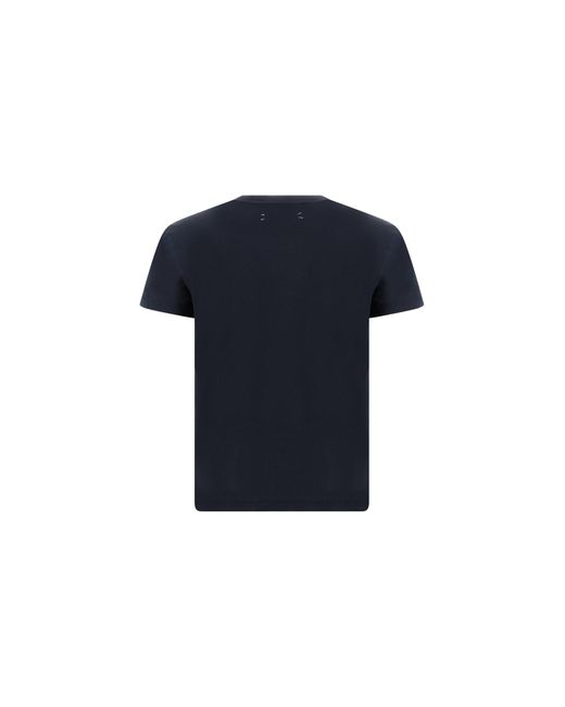 Maison Margiela Blue Logo Embroidered Regular T-shirt for men