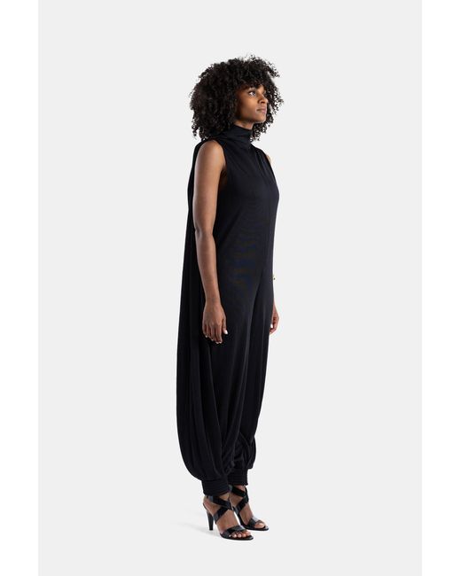 Maison AlaïA Black Draped High-Neck Jumpsuit Jumpsuits